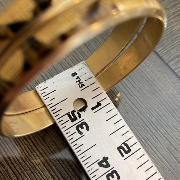 Vintage Brass & Vinyl Chic Gold and Animal Print Bangles - Picture 13 of 16